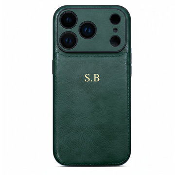 Green Personalized Monogram Leather iPhone Case