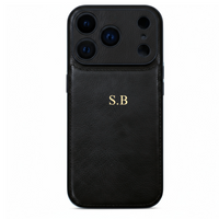 Black Personalized Monogram Leather iPhone Case