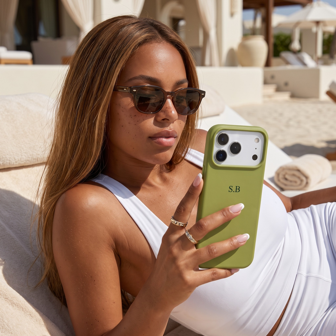 Green Personalized Liquid Silicone iPhone Case