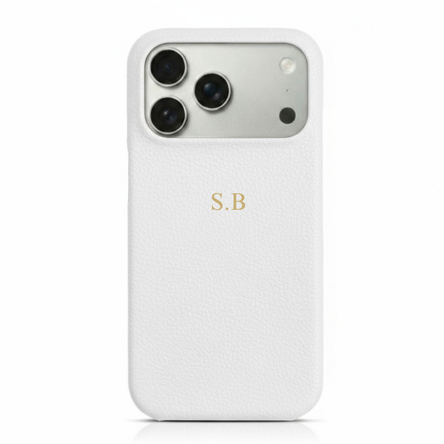 White Pebble Leather iPhone Case