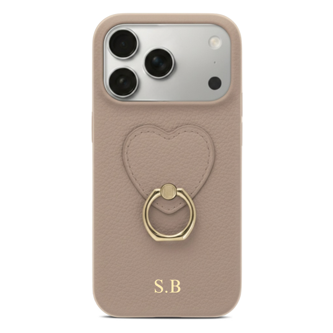 Khaki  Heart Ring Leather iPhone Case