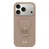 Khaki  Heart Ring Leather iPhone Case
