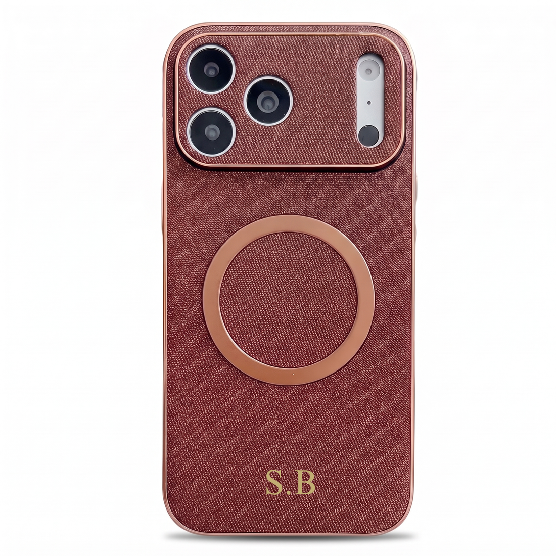 Brown Personalized Magnetic Leather iPhone Case