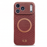 Brown Personalized Magnetic Leather iPhone Case