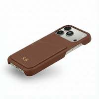 Dark Brown Card Holder Leather iPhone Case