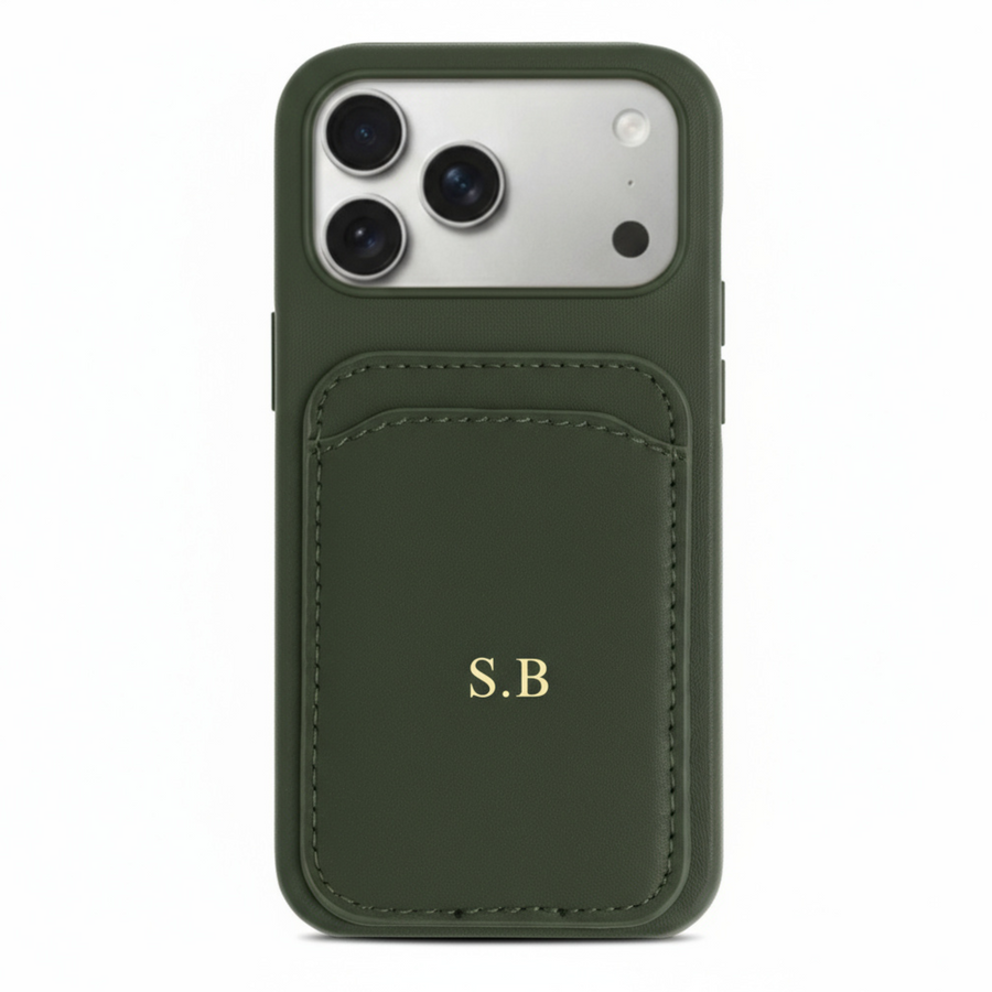 Green iPhone Case with Card Holder