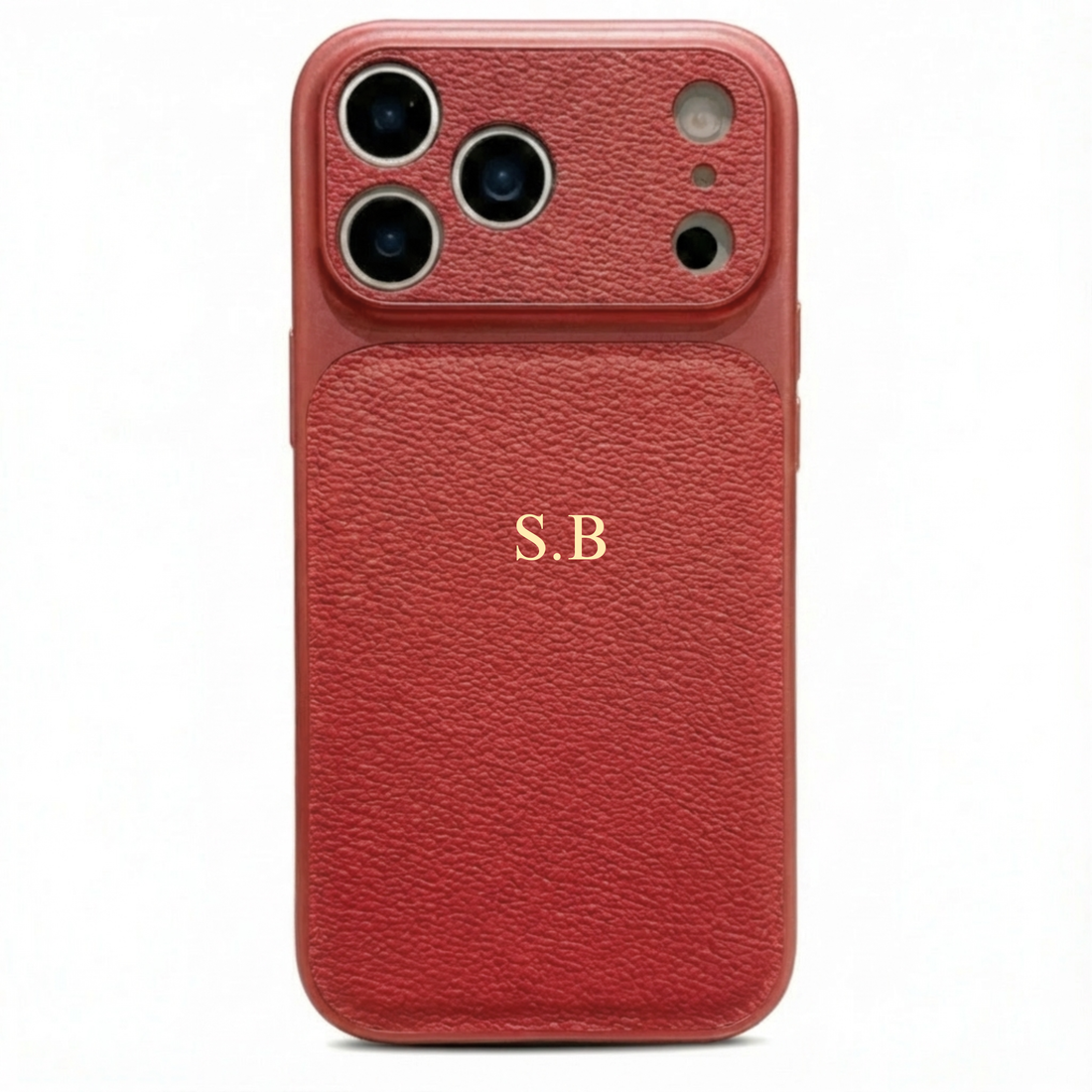 Red Personalized iPhone Case With Leather