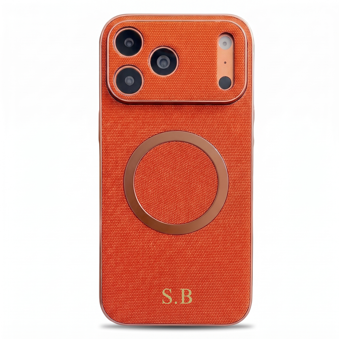 Orange Personalized Magnetic Leather iPhone Case
