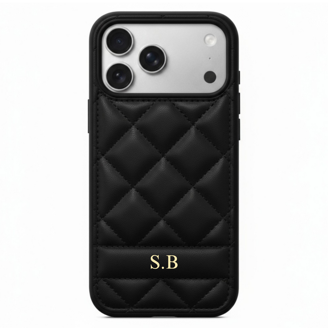White Stitched Leather iPhone Case
