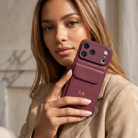 Wine Personalized Leather iPhone Case With Card Holder