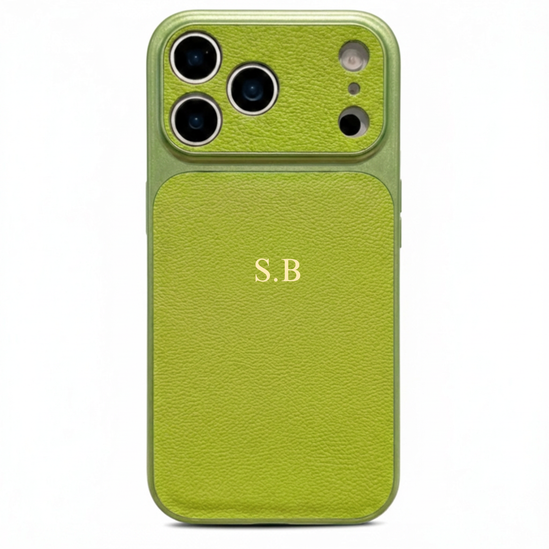Green Personalized iPhone Case With Leather