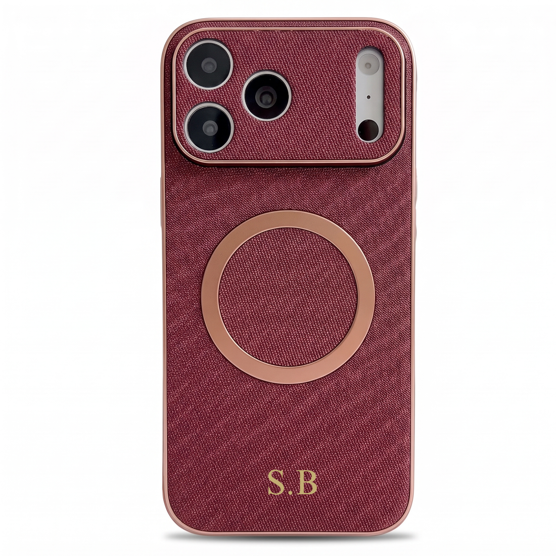 Burgundy Personalized Magnetic Leather iPhone Case