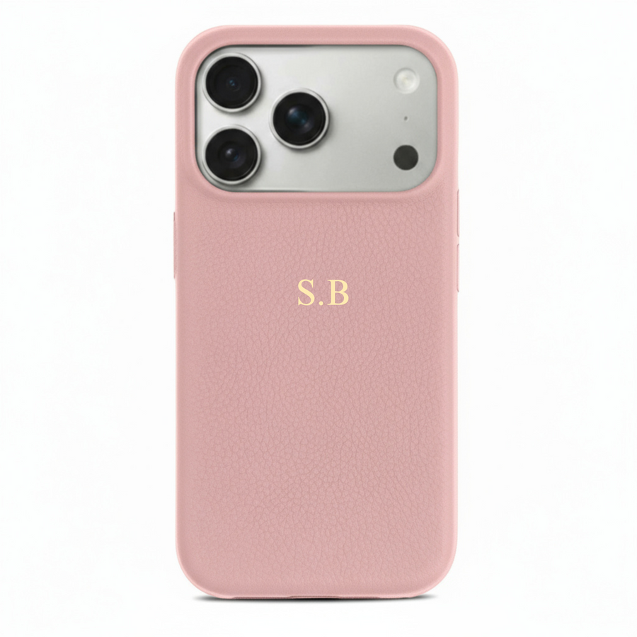 Coral pink Leather iPhone Case