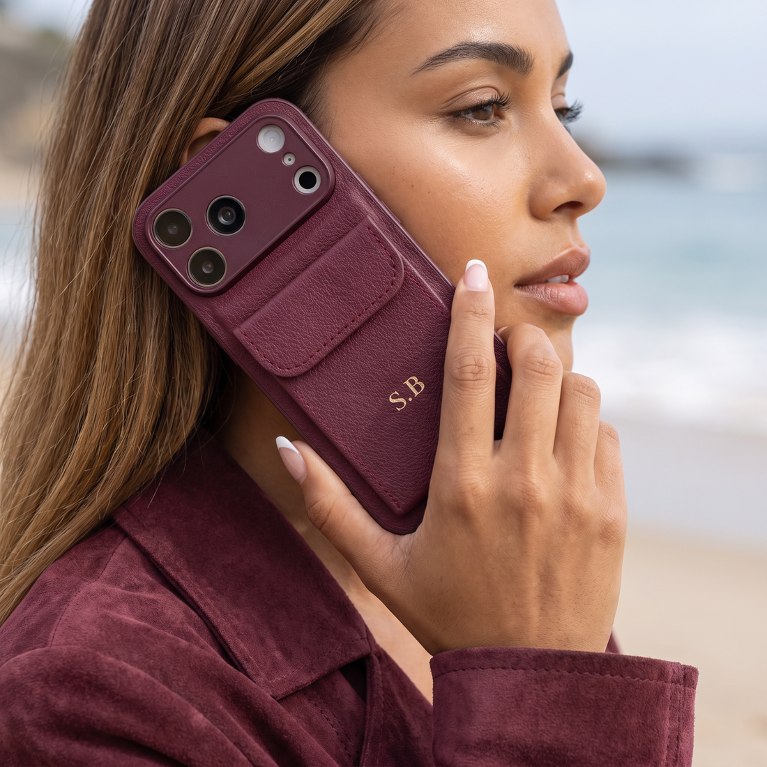 Wine Personalized Leather iPhone Case With Card Holder