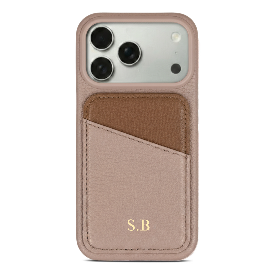 Beige iPhone Case with Card Holder Two Colors