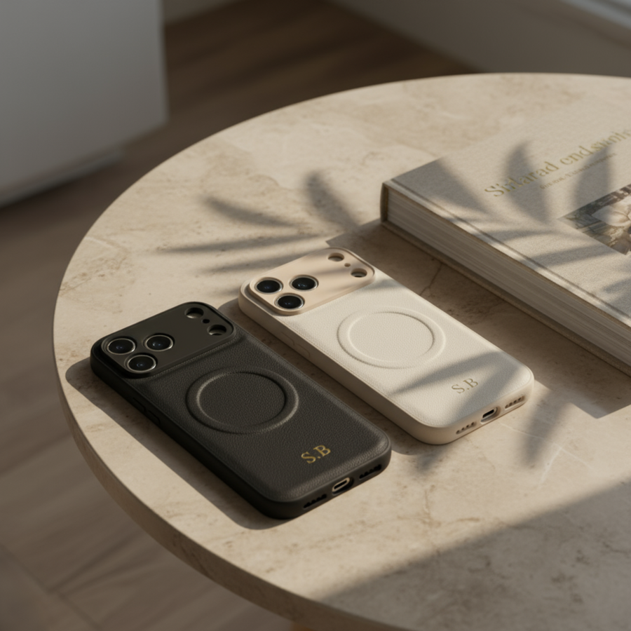 White Personalized Magnetic Leather iPhone Case