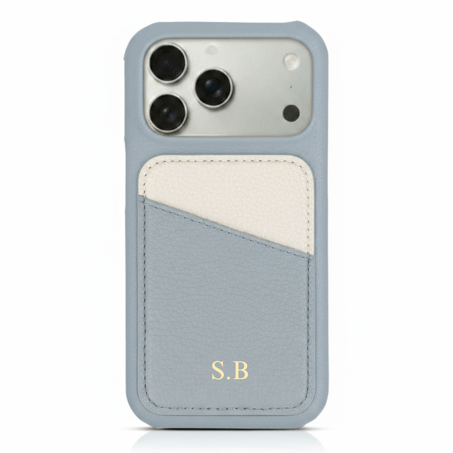 Blue iPhone Case with Card Holder Two Colors