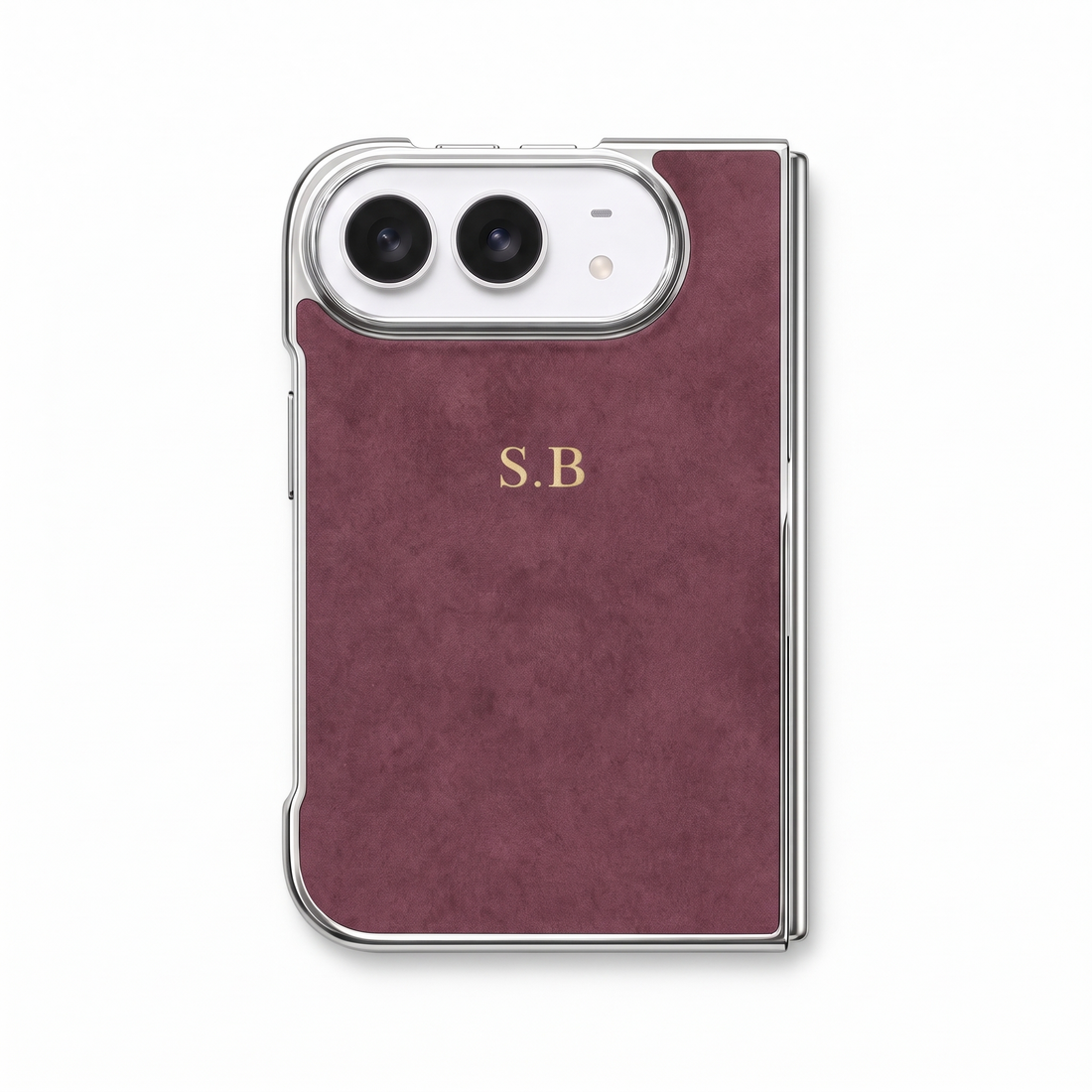 Burgundy Lambskin Leather Custom iPhone Duo Case