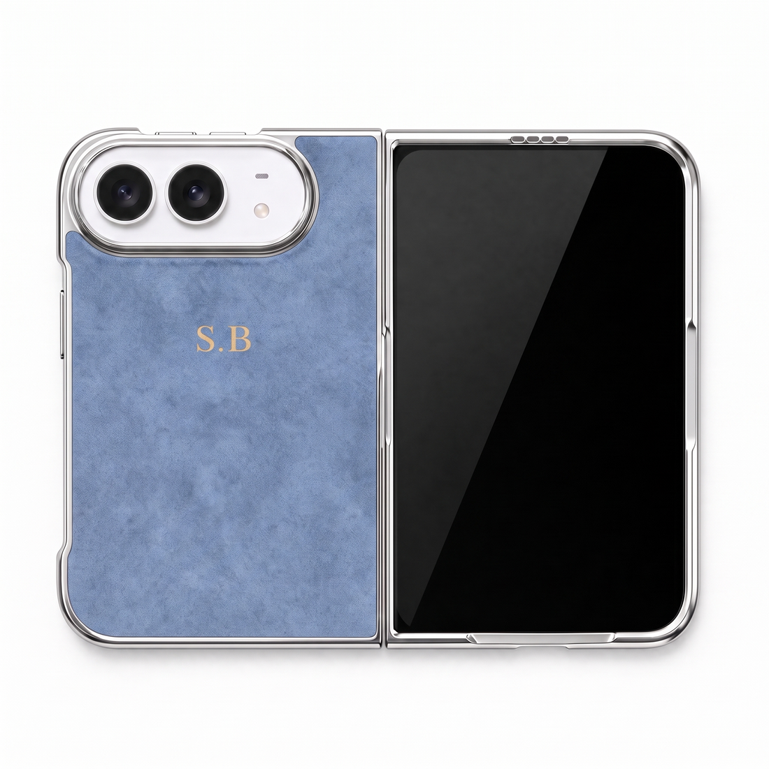 Blue Lambskin Leather Custom iPhone Duo Case