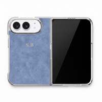 Blue Lambskin Leather Custom iPhone Duo Case
