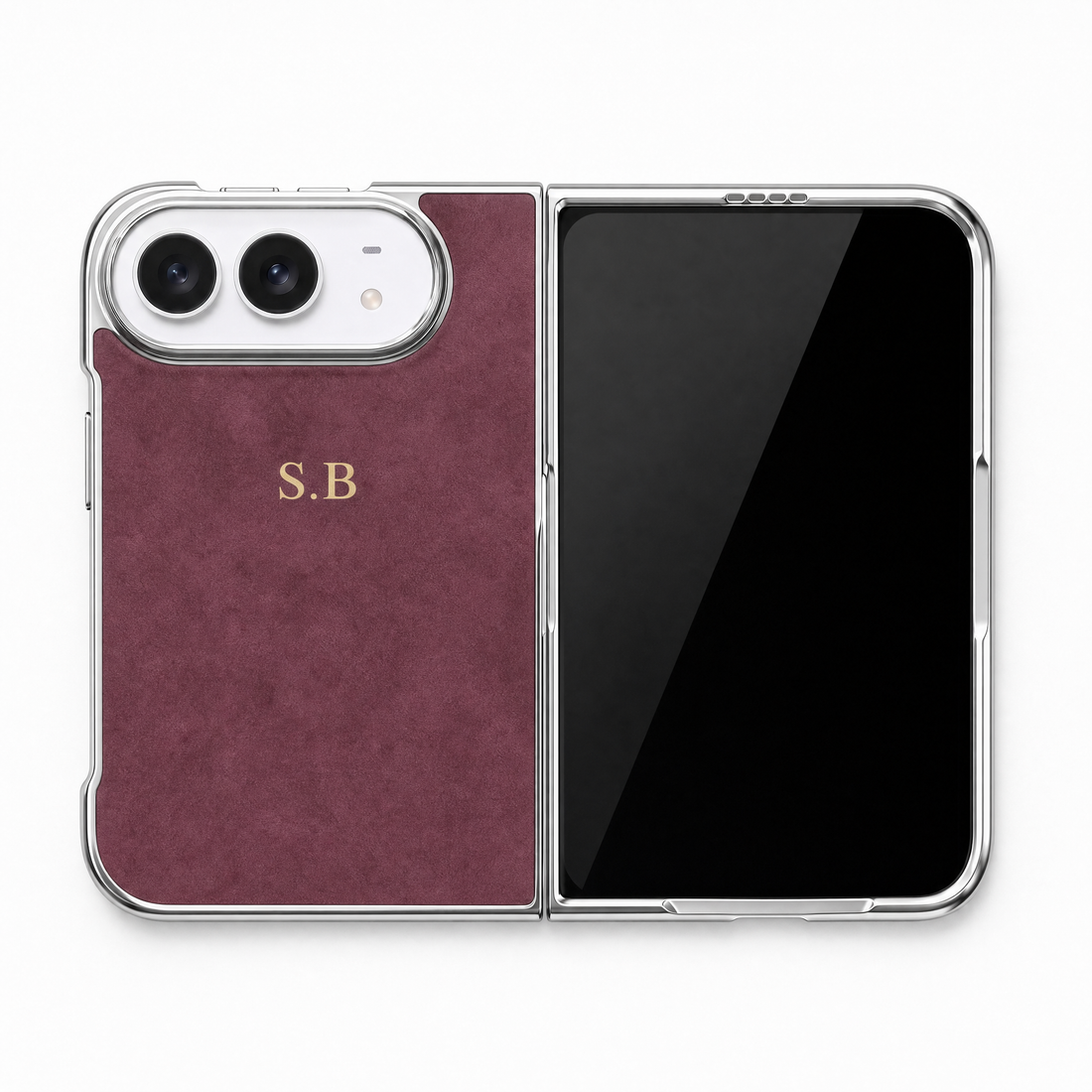 Burgundy Lambskin Leather Custom iPhone Duo Case