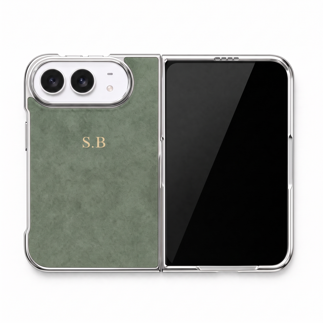Green Lambskin Leather Custom iPhone Duo Case