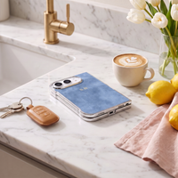 Blue Lambskin Leather Custom iPhone Duo Case