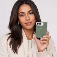 Green Lambskin Leather Custom iPhone Duo Case