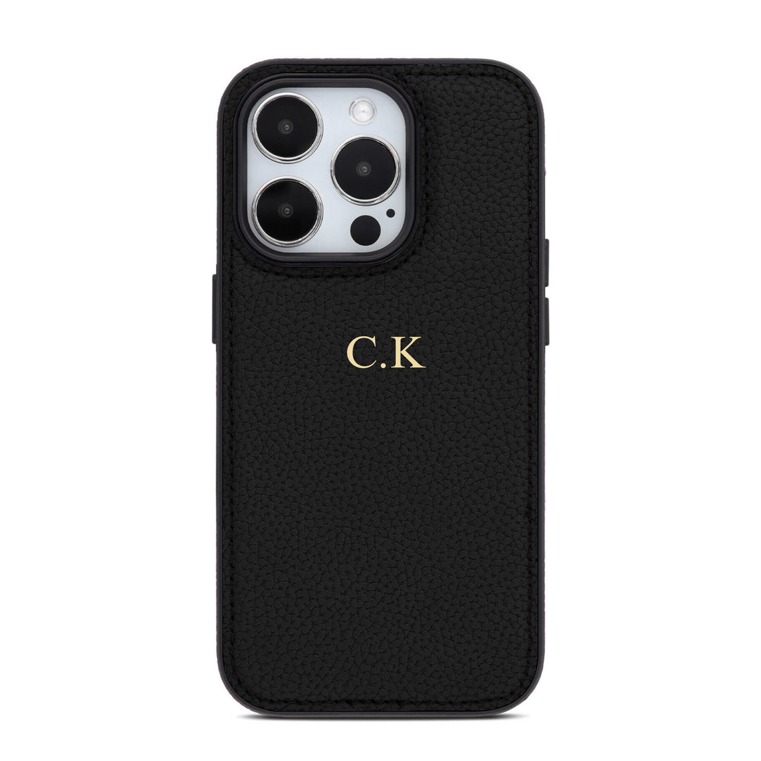 Black Leather iPhone Case with Your Monogram