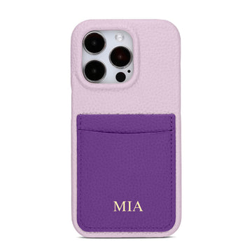 Purple Personalized Leather iPhone Case with Card Holder
