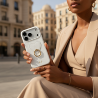 White  Heart Ring Leather iPhone Case