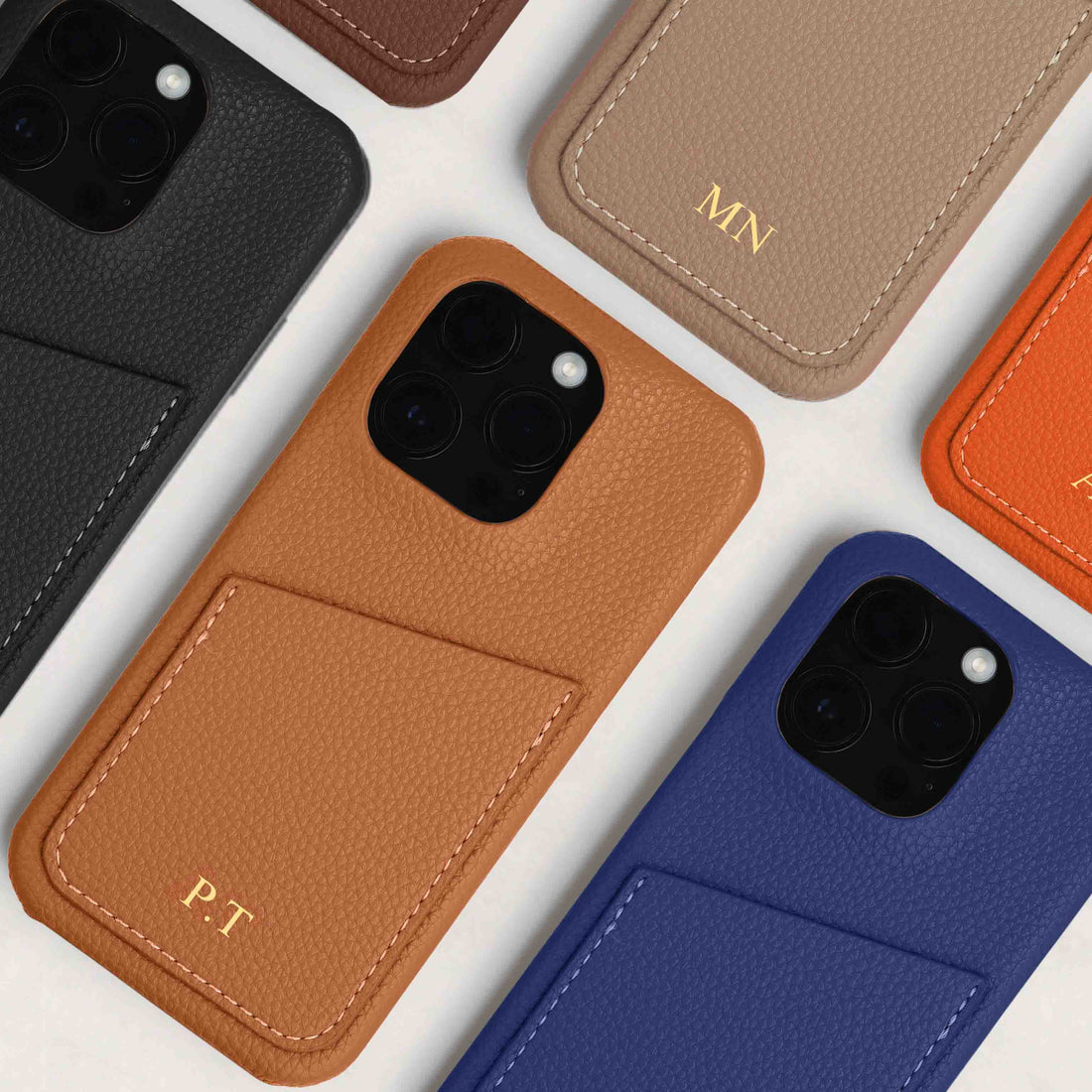Dark Brown Card Holder Leather iPhone Case