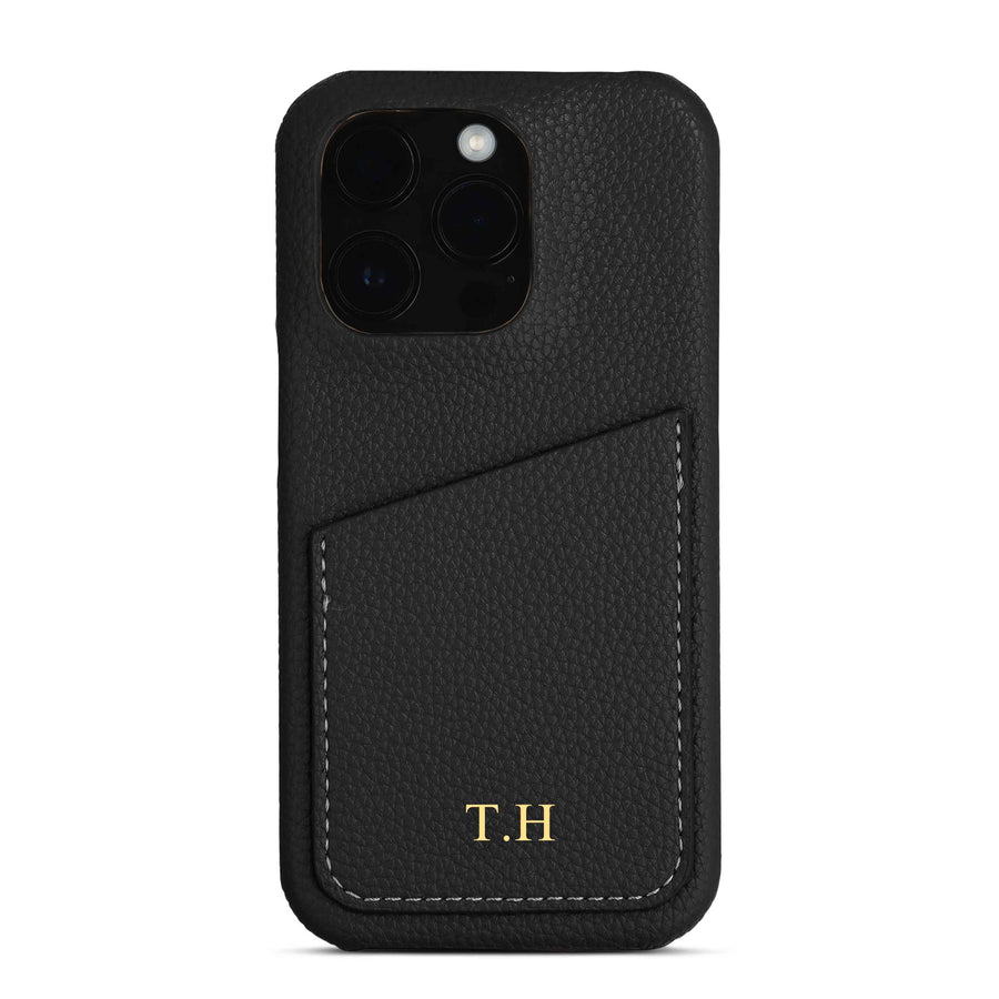 Black Card Holder Leather iPhone Case
