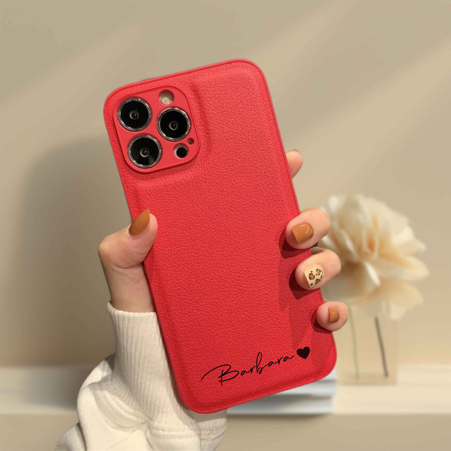 Red Personalized Leather iPhone Case