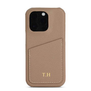 Beige Card Holder Leather iPhone Case