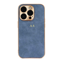 Blue Lambskin Leather Custom iPhone Case