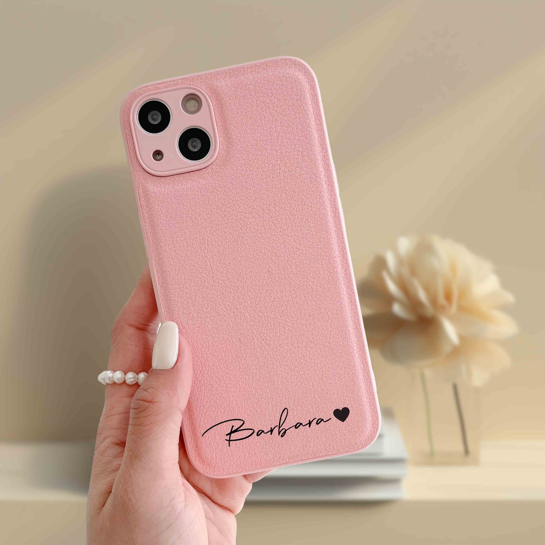 Pink Personalized Leather iPhone Case