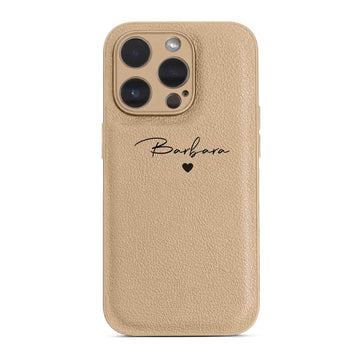 Beige Personalized Leather iPhone Case