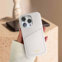 White Card Holder Leather iPhone Case
