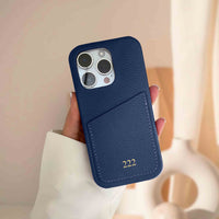 Blue Card Holder Leather iPhone Case