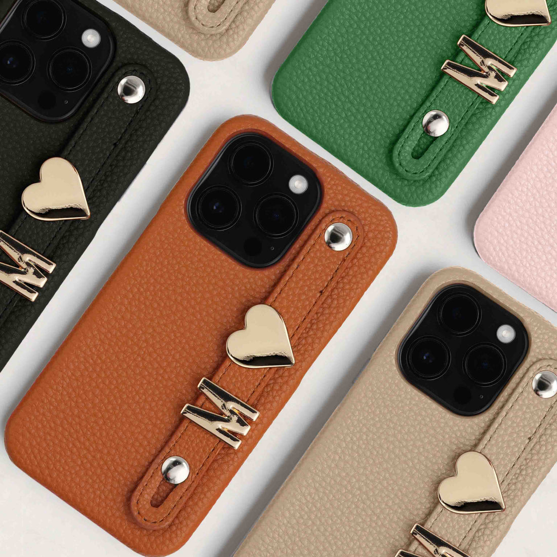 Beige Leather iPhone Case With Strap