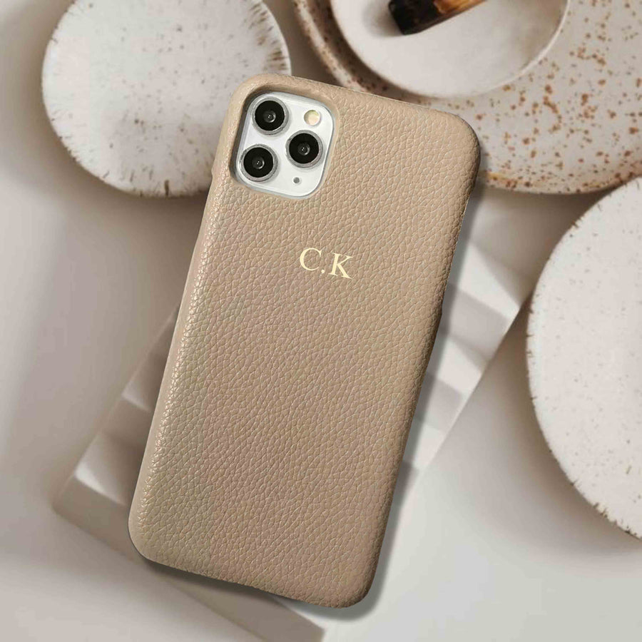 Personalized Pebble Leather iPhone Case