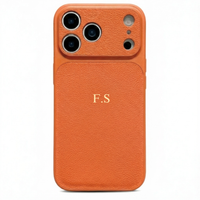 Orange Personalized iPhone Case With Leather