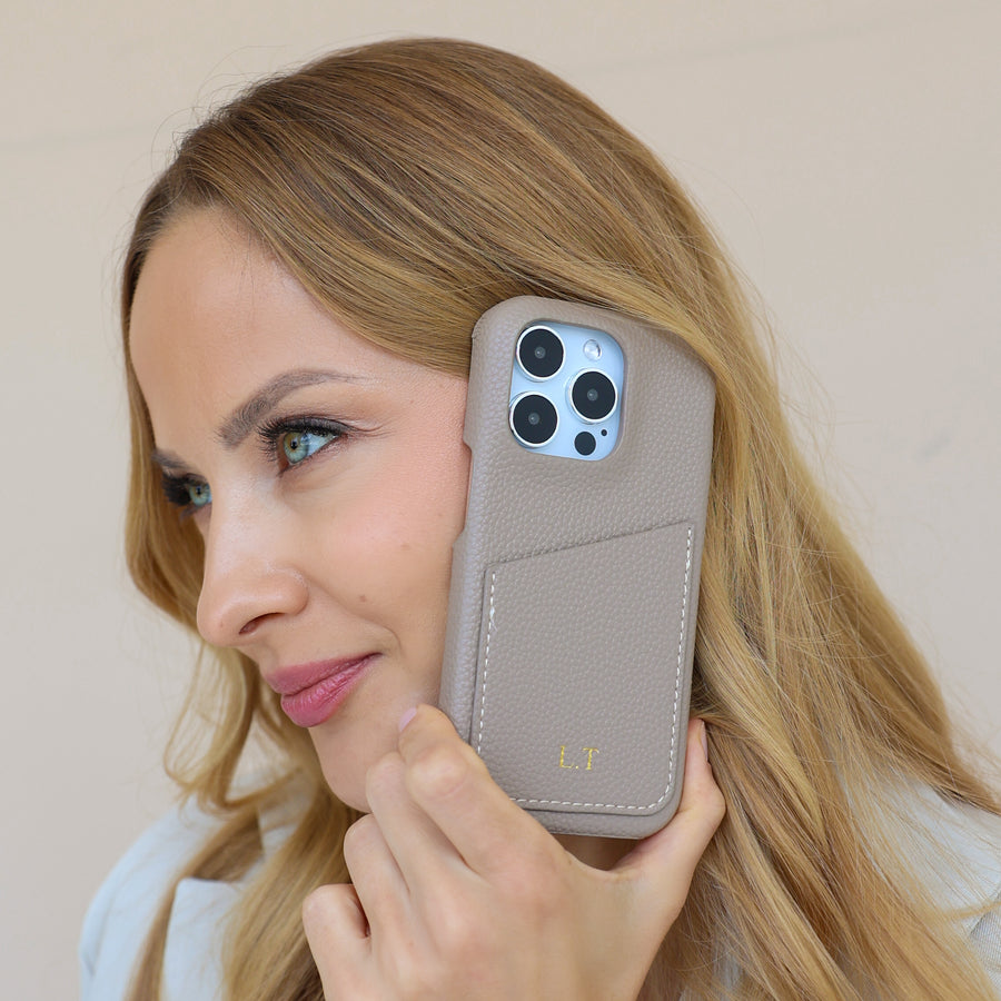 Beige Card Holder Leather iPhone Case