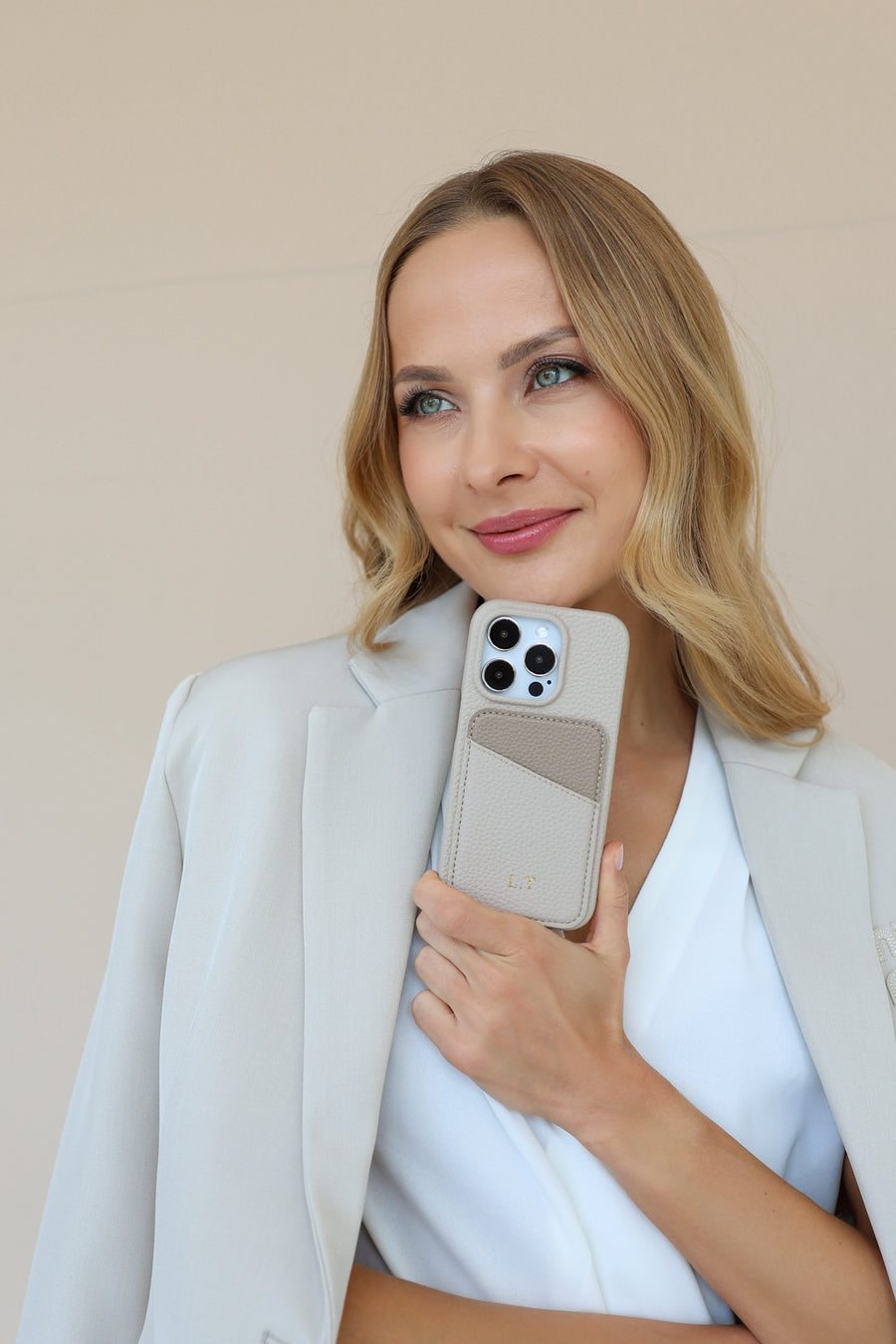 Khaki iPhone Case with Card Holder Two Colors