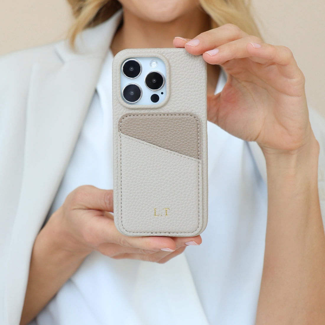 Khaki iPhone Case with Card Holder Two Colors