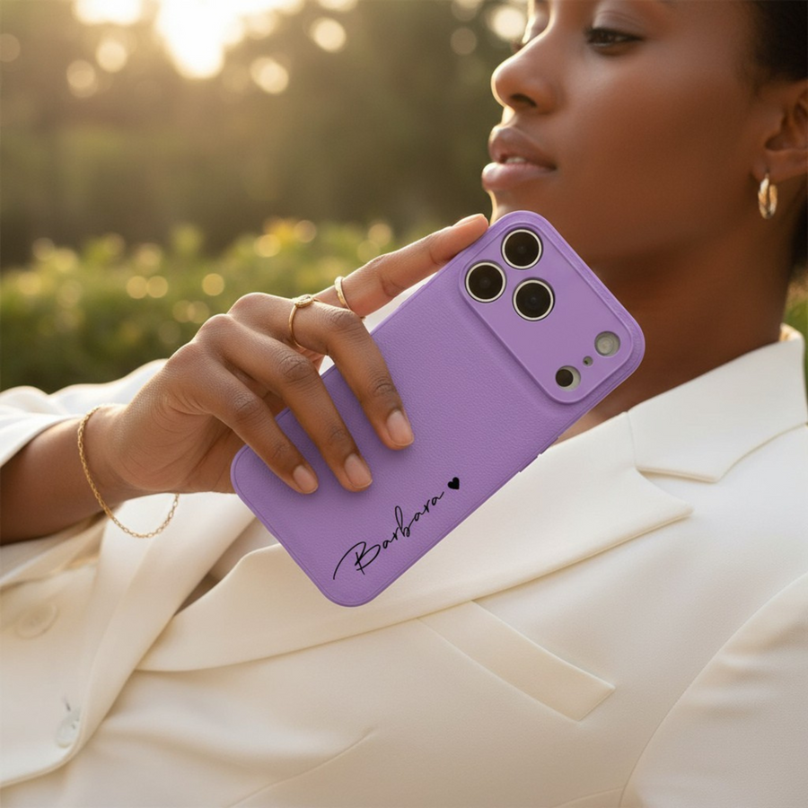 Purple Personalized Leather iPhone Case