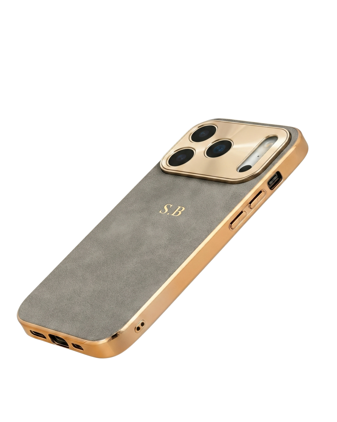 Luxury Lambskin Leather Custom iPhone Case Gray
