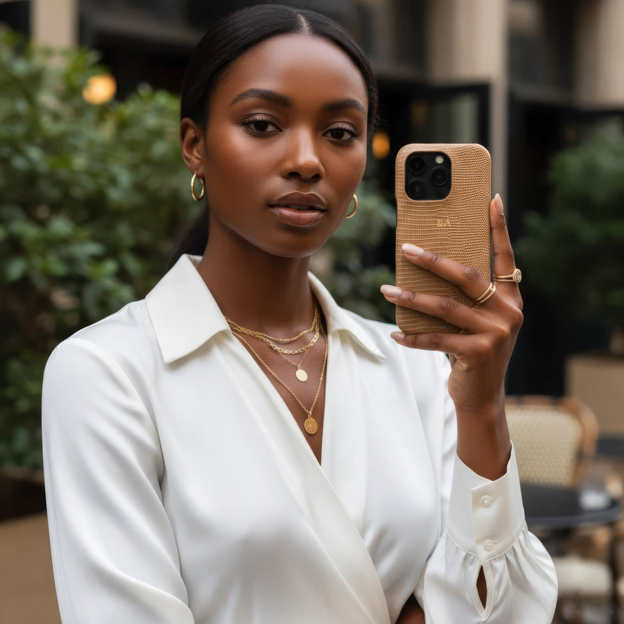 Khaki Leather Snake iPhone Case