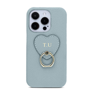 Blue-pebble-leather-personalized-iphone-case-with-gold-ring-holder